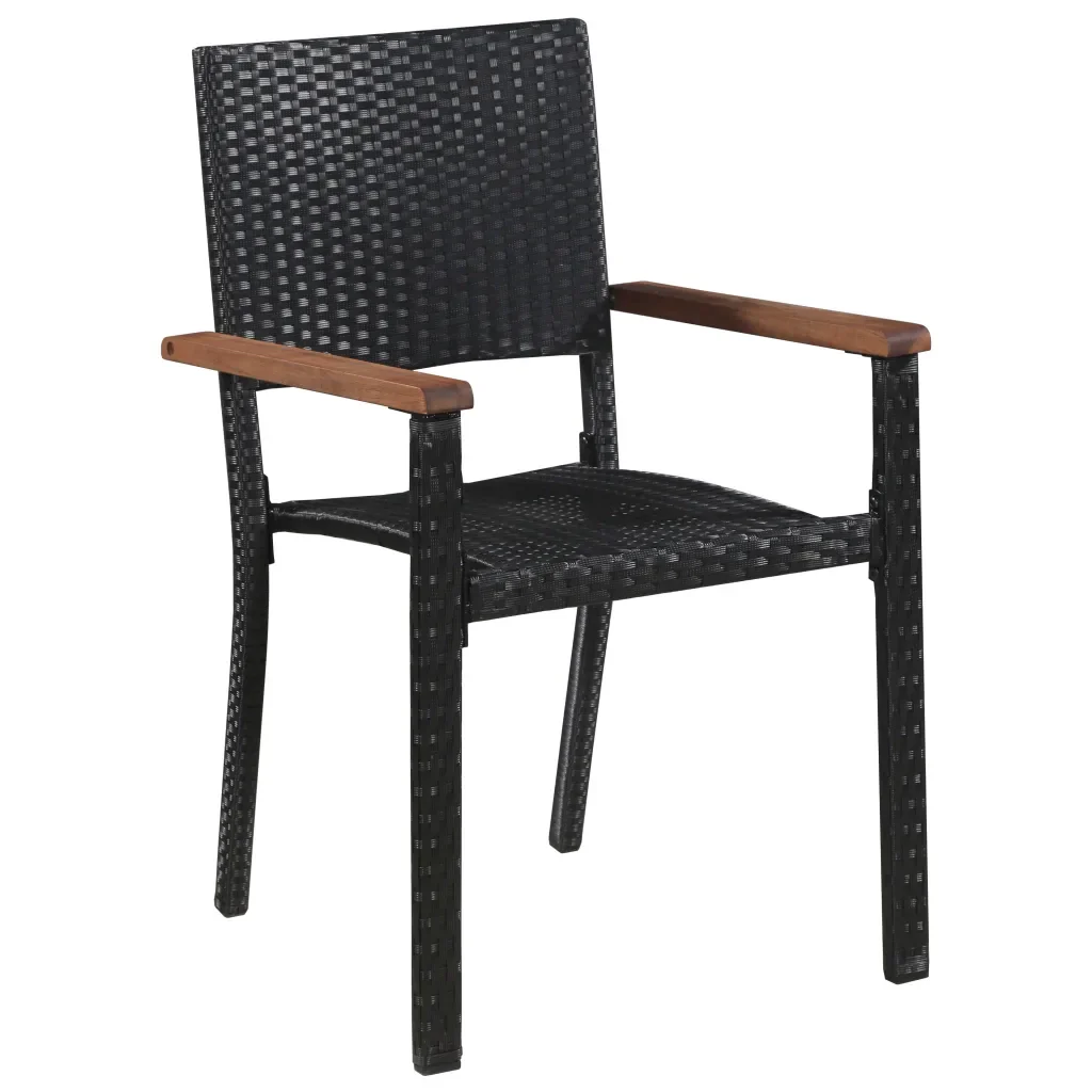 Sedie da Giardino 2 pz in Polyrattan Nero 43937