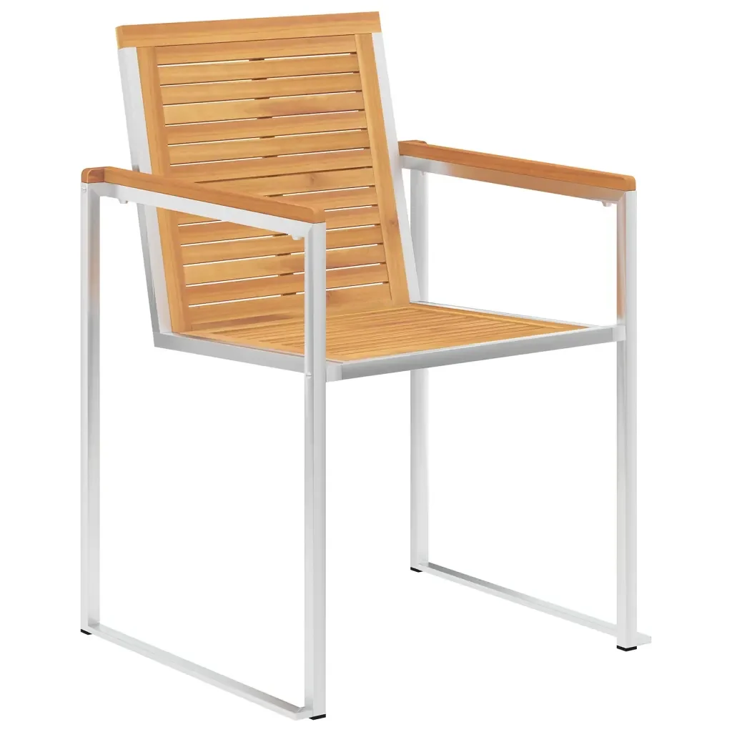 Sedie da Giardino 6 pz Legno Massello di Teak e Acciaio Inox 3078552