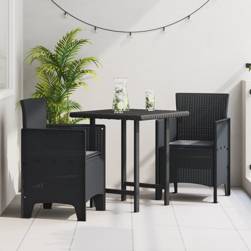 Sedie da Giardino con Cuscini 2 pcs Antracite Poly Rattan