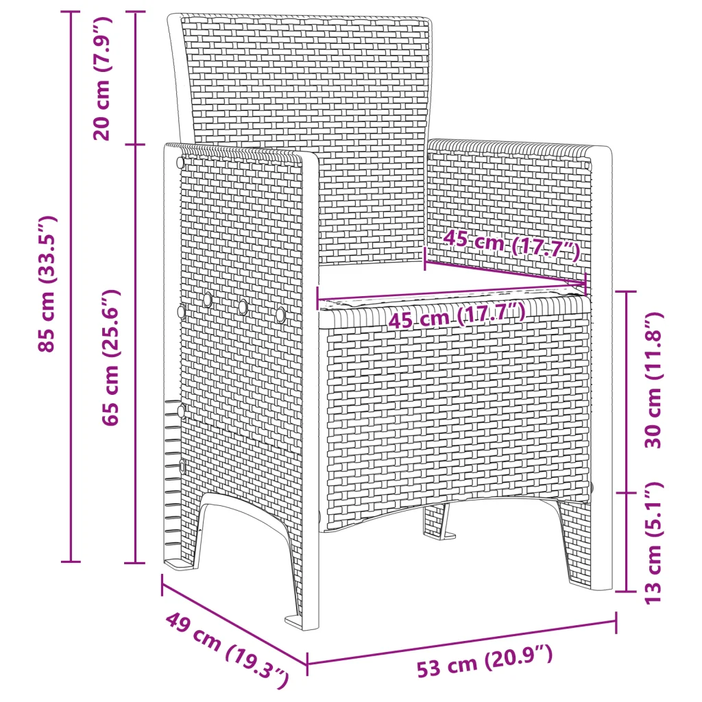 Sedie da Giardino con Cuscini 2 pcs Antracite Poly Rattan - Image 10