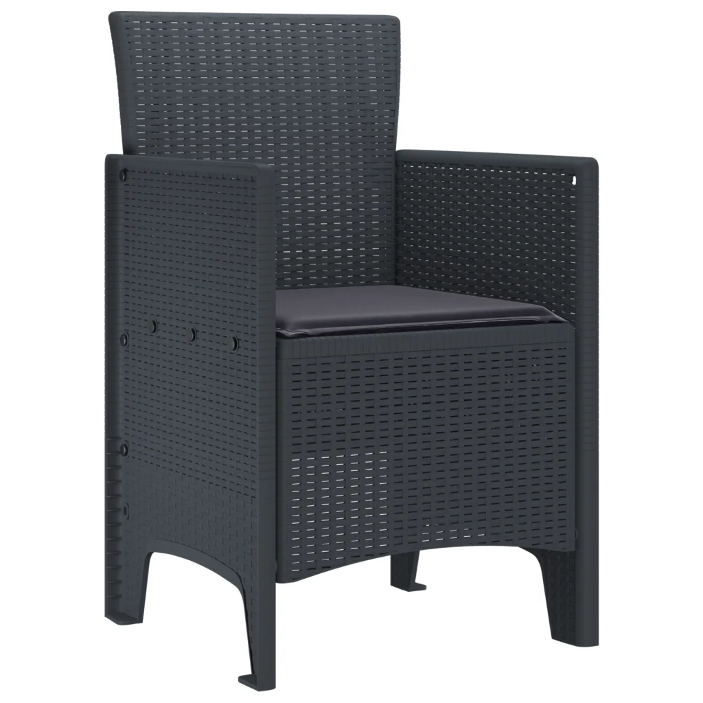 Sedie da Giardino con Cuscini 2 pcs Antracite Poly Rattan - Image 4