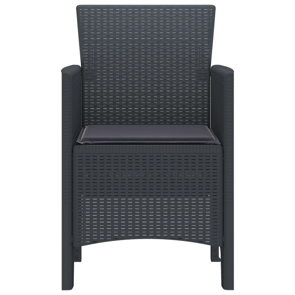 Sedie da Giardino con Cuscini 2 pcs Antracite Poly Rattan - Image 6