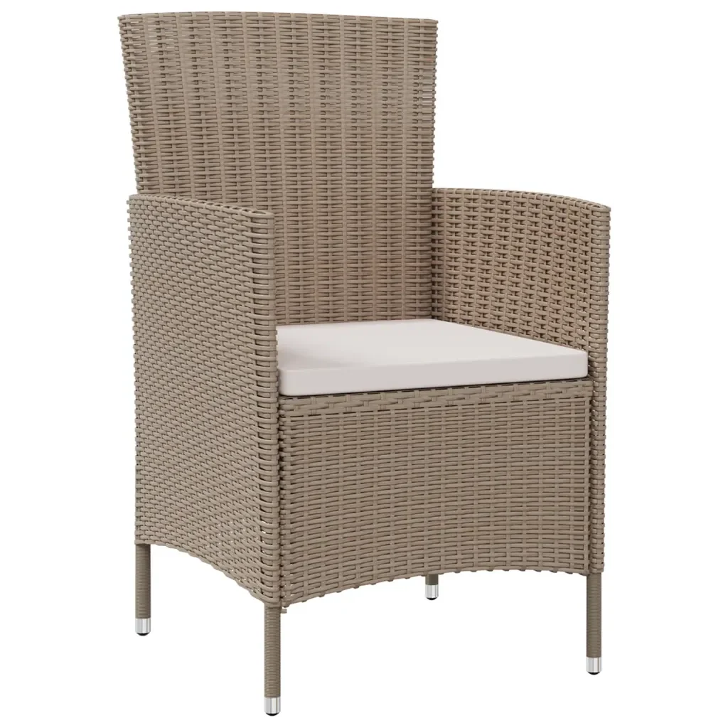 Sedie da Giardino con Cuscini 2 pz in Polyrattan Beige 316684