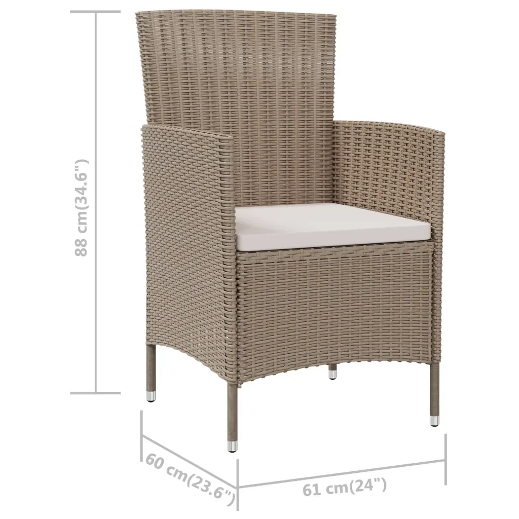 Sedie da Giardino con Cuscini 2 pz in Polyrattan Beige 316684 - Image 6