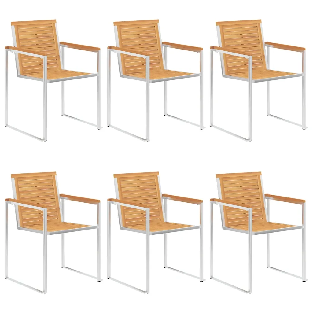 Sedie da Giardino con Cuscini 6 pz in Legno Massello di Teak 3078584 - Image 2