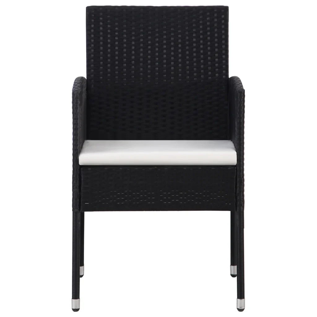 Sedie da Giardino con Cuscini Bianco Crema 2pz Nere Polyrattan 318704 - Image 2