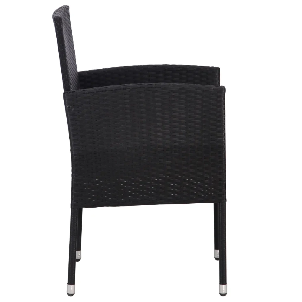 Sedie da Giardino con Cuscini Bianco Crema 2pz Nere Polyrattan 318704 - Image 3