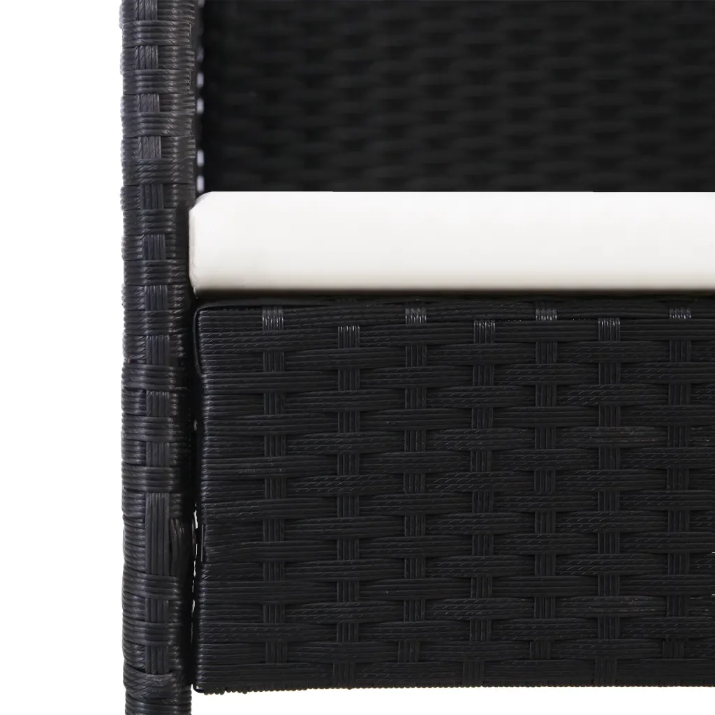 Sedie da Giardino con Cuscini Bianco Crema 2pz Nere Polyrattan 318704 - Image 5