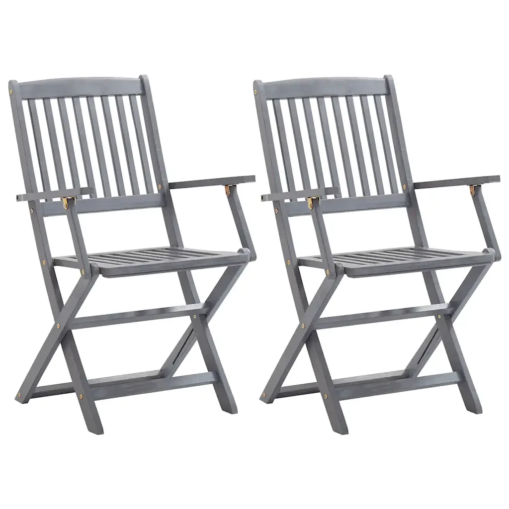 Sedie da Giardino Pieghevoli 2pz con Cuscini in Massello Acacia 3064488