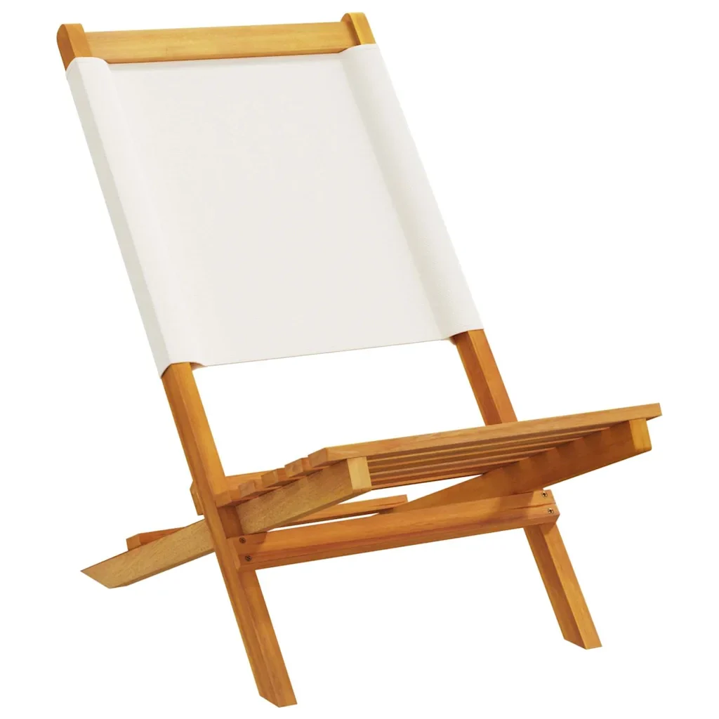 Sedie da Giardino Pieghevoli 6pz Bianco Crema Tessuto e Legno 3214638 - Image 3