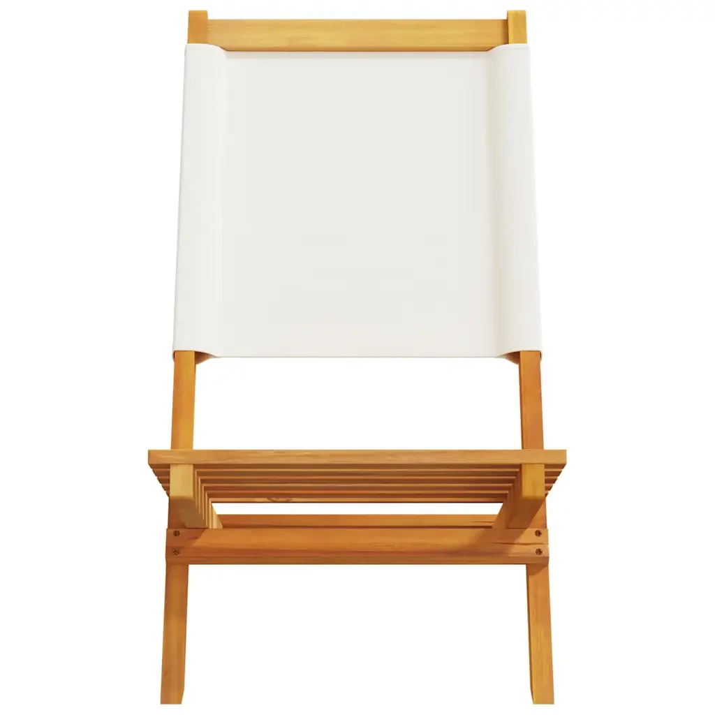 Sedie da Giardino Pieghevoli 6pz Bianco Crema Tessuto e Legno 3214638 - Image 5