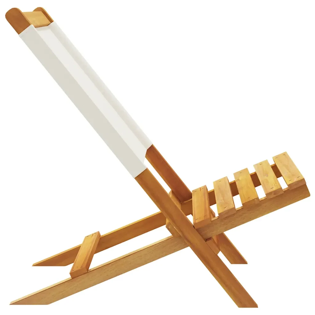 Sedie da Giardino Pieghevoli 6pz Bianco Crema Tessuto e Legno 3214638 - Image 6