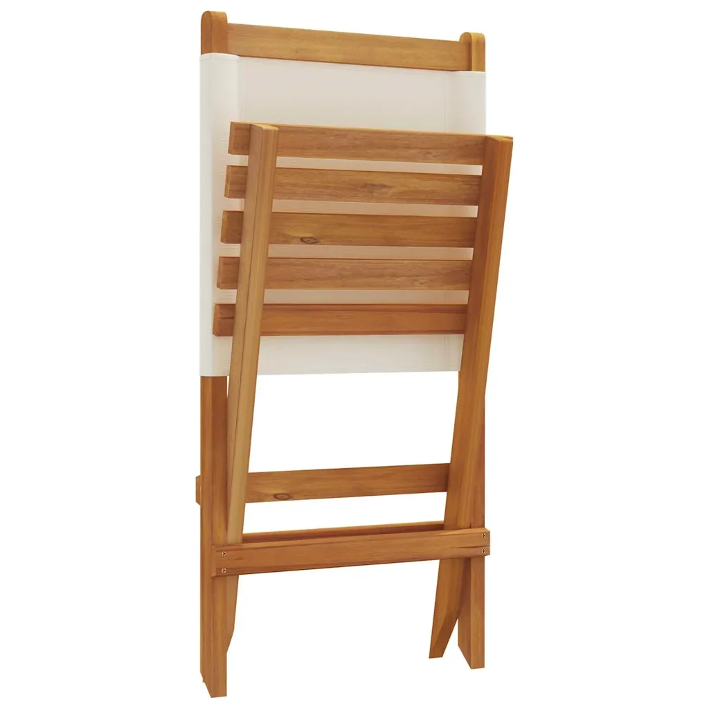 Sedie da Giardino Pieghevoli 6pz Bianco Crema Tessuto e Legno 3214638 - Image 8