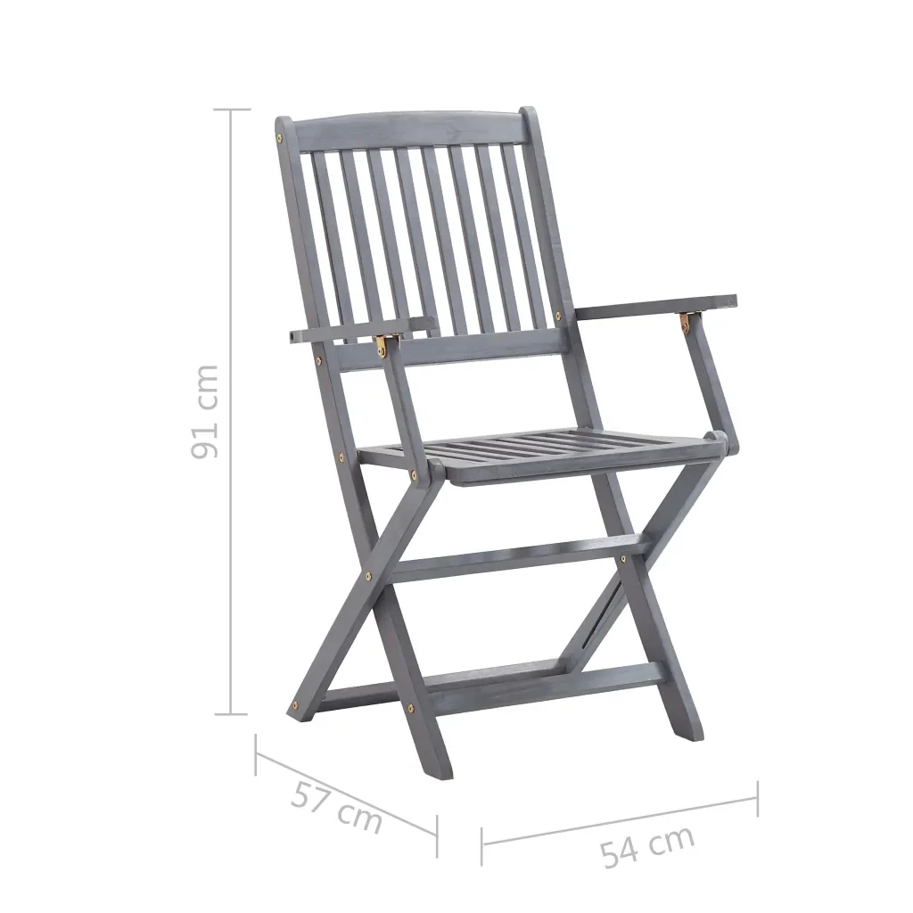 Sedie da Giardino Pieghevoli 8 pz con Cuscini Massello Acacia 3078281 - Image 6