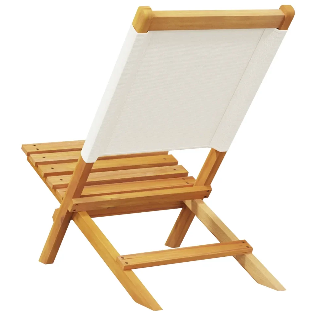 Sedie da Giardino Pieghevoli 8pz Bianco Crema Tessuto e Legno - Image 7