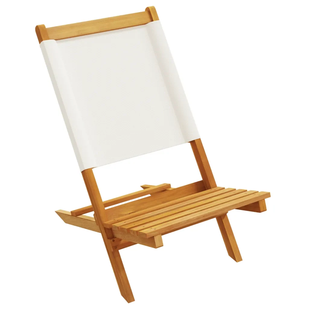 Sedie da Giardino Pieghevoli 8pz Bianco Crema Tessuto e Legno 3214639 - Image 4