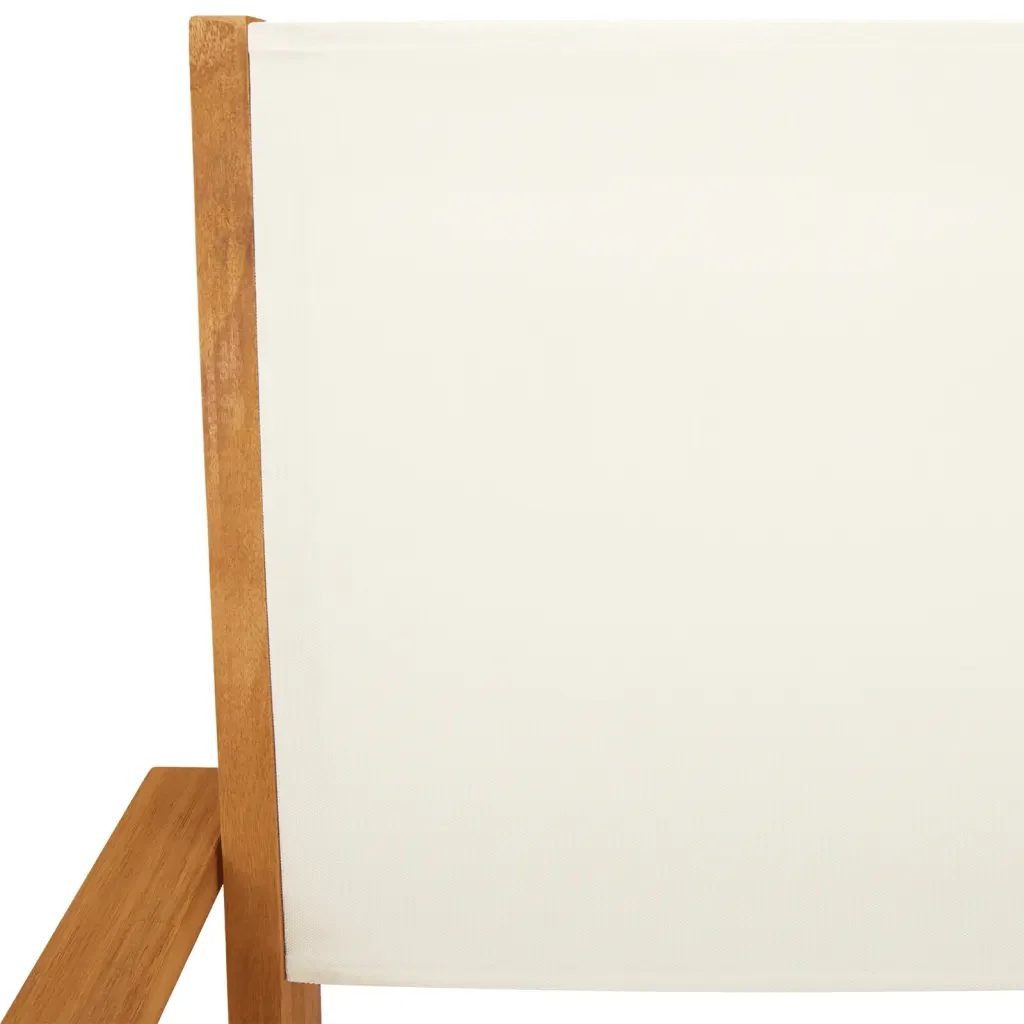 Sedie da Giardino Pieghevoli 8pz Bianco Crema Tessuto e Legno - Image 9