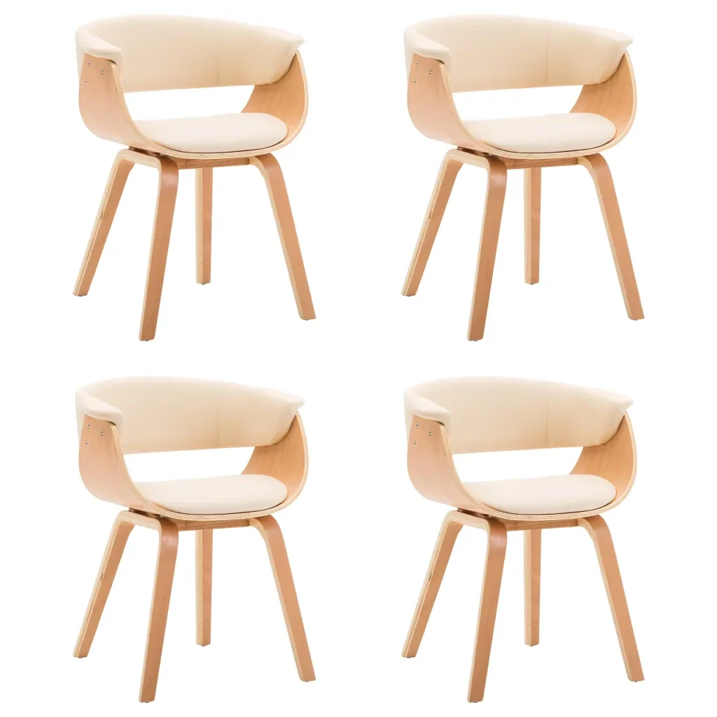 Sedie da Pranzo 4 pz in Legno Curvato e Similpelle Crema 278731 - Image 2