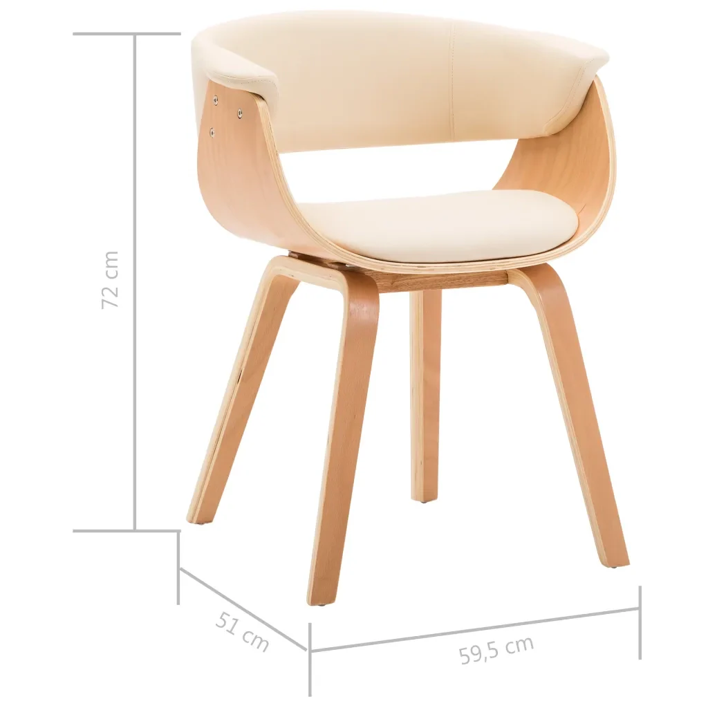 Sedie da Pranzo 6 pz Crema in Legno Piegato e Similpelle 278732 - Image 8