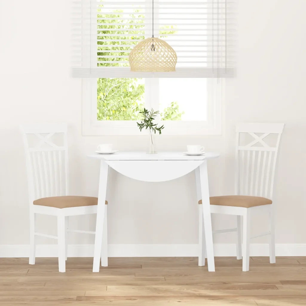 Sedie da Pranzo con Cuscini 2 pz Bianco Legno Massello di Hevea 4102416 - Image 3