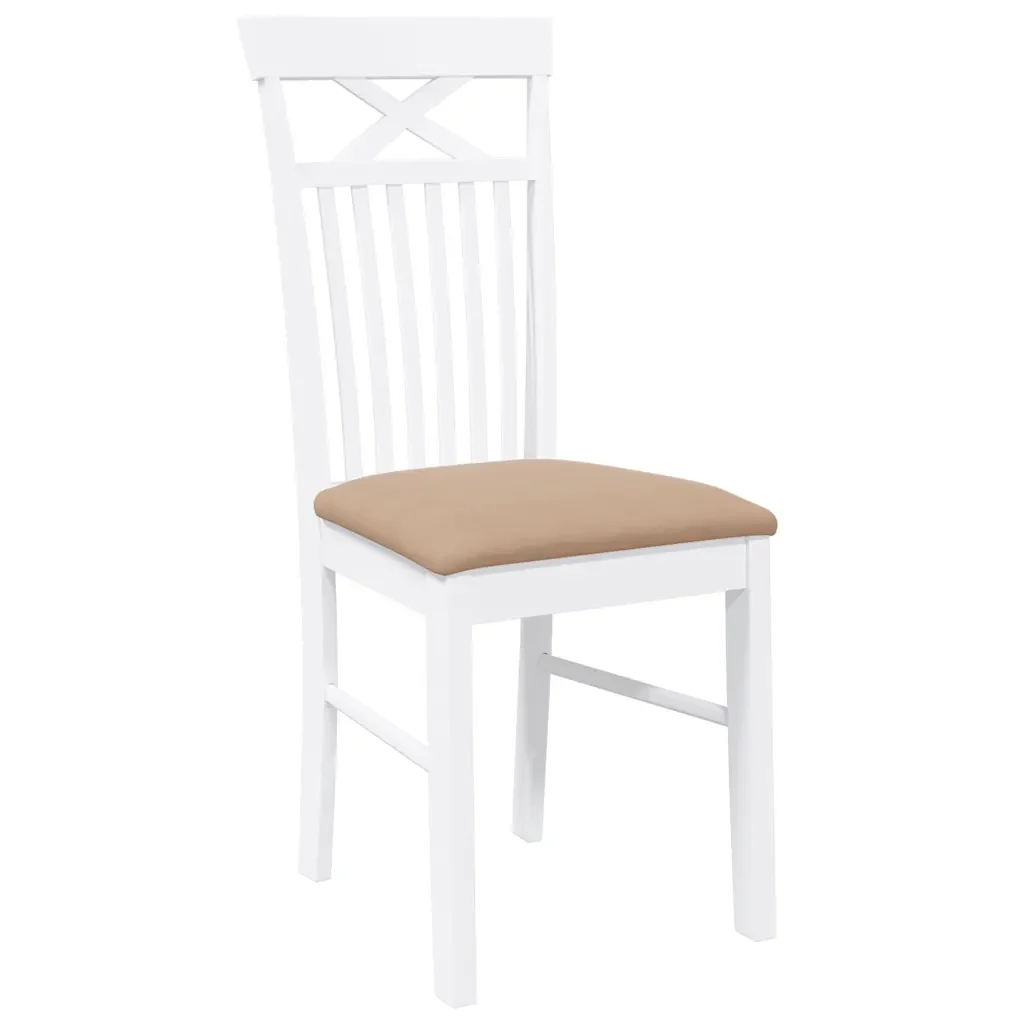 Sedie da Pranzo con Cuscini 2 pz Bianco Legno Massello di Hevea 4102416 - Image 4