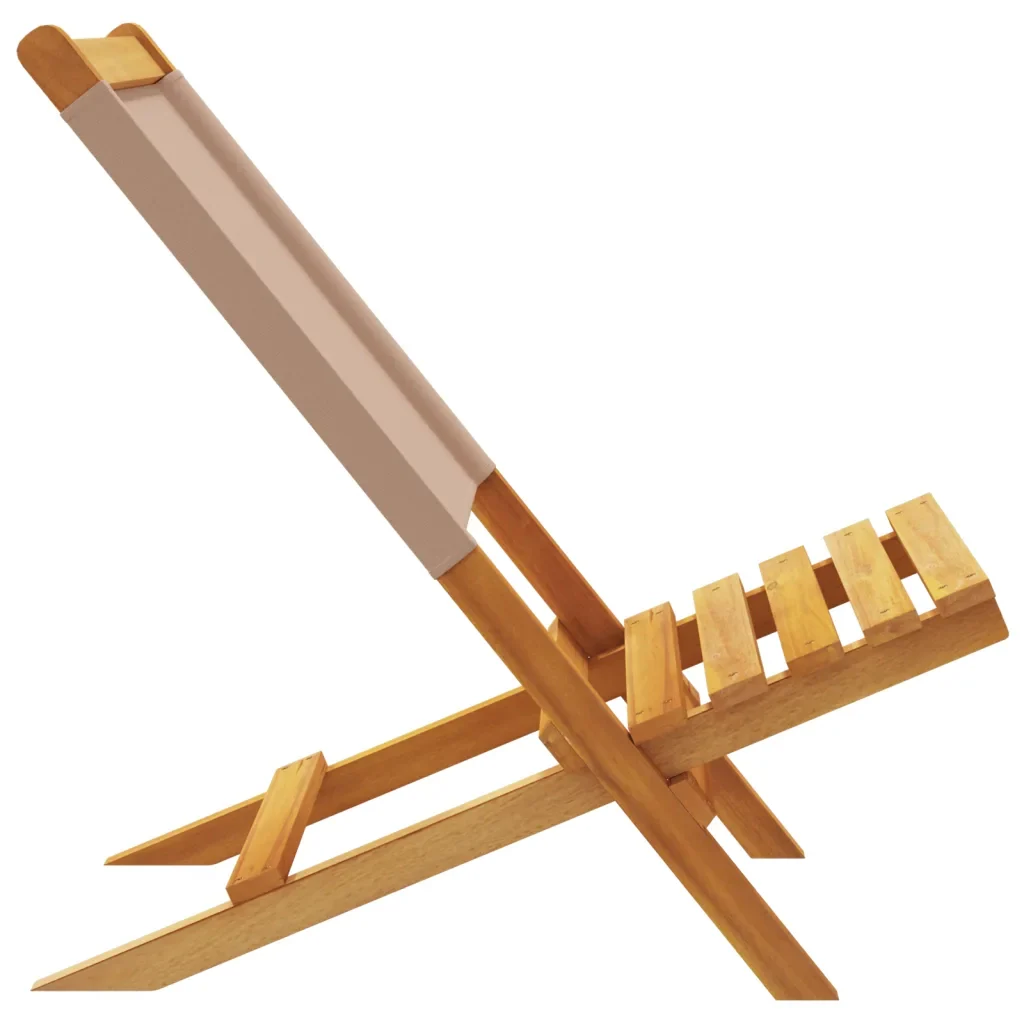 Sedie Giardino Pieghevoli 4pz Tortora Tessuto e Legno Massello 3214643 - Image 6