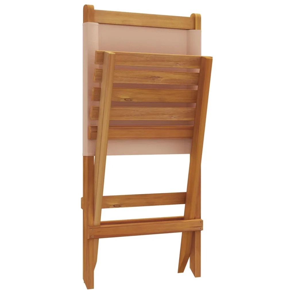 Sedie Giardino Pieghevoli 4pz Tortora Tessuto e Legno Massello 3214643 - Image 8