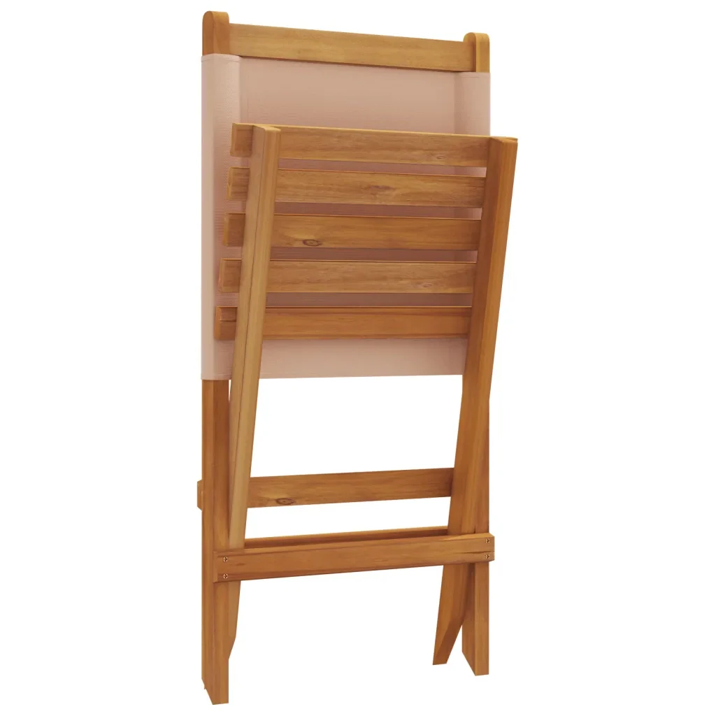 Sedie Giardino Pieghevoli 6pz Tortora Tessuto e Legno Massello 3214644 - Image 8
