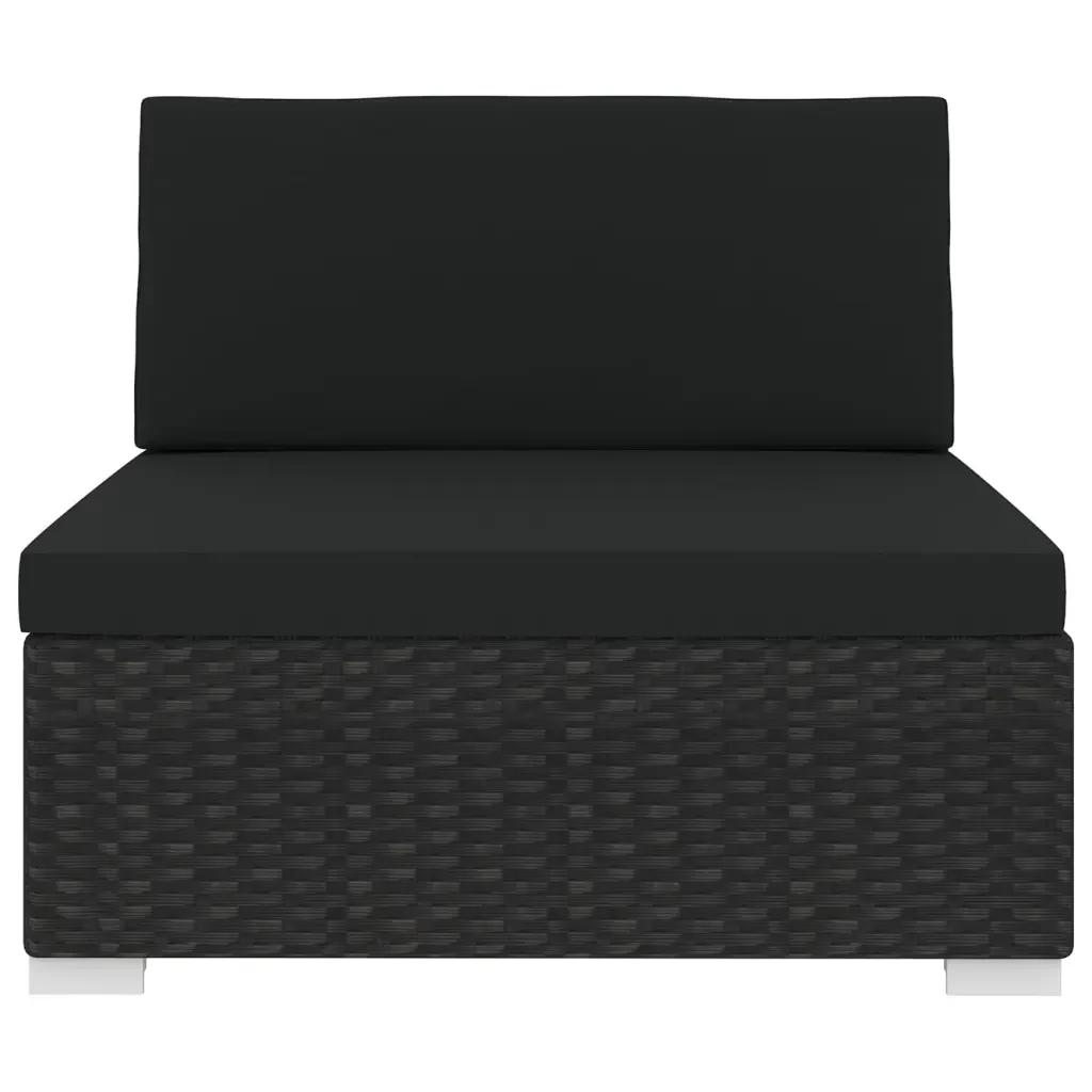 Seduta Centrale Modulare 1 pz con Cuscini in Polyrattan Nero 46796 - Image 2