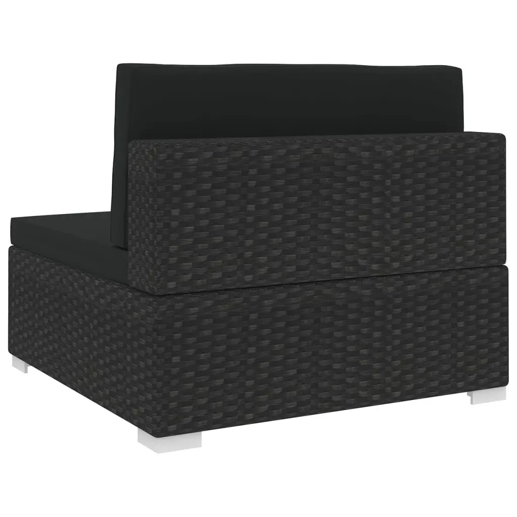 Seduta Centrale Modulare 1 pz con Cuscini in Polyrattan Nero 46796 - Image 3