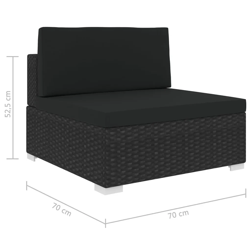 Seduta Centrale Modulare 1 pz con Cuscini in Polyrattan Nero 46796 - Image 4