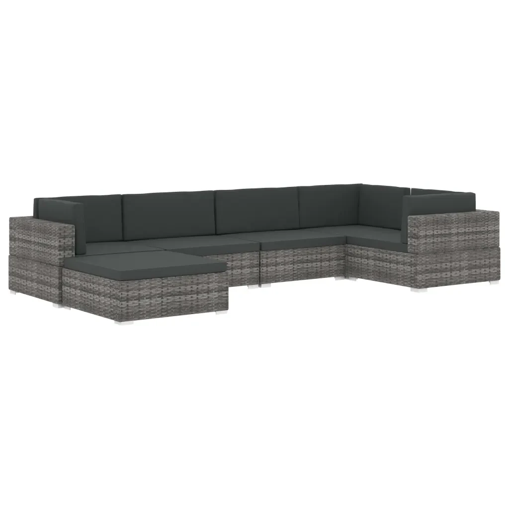 Seduta Centrale Modulare 1 pz con Cuscini in Polyrattan Nero 46796 - Image 8