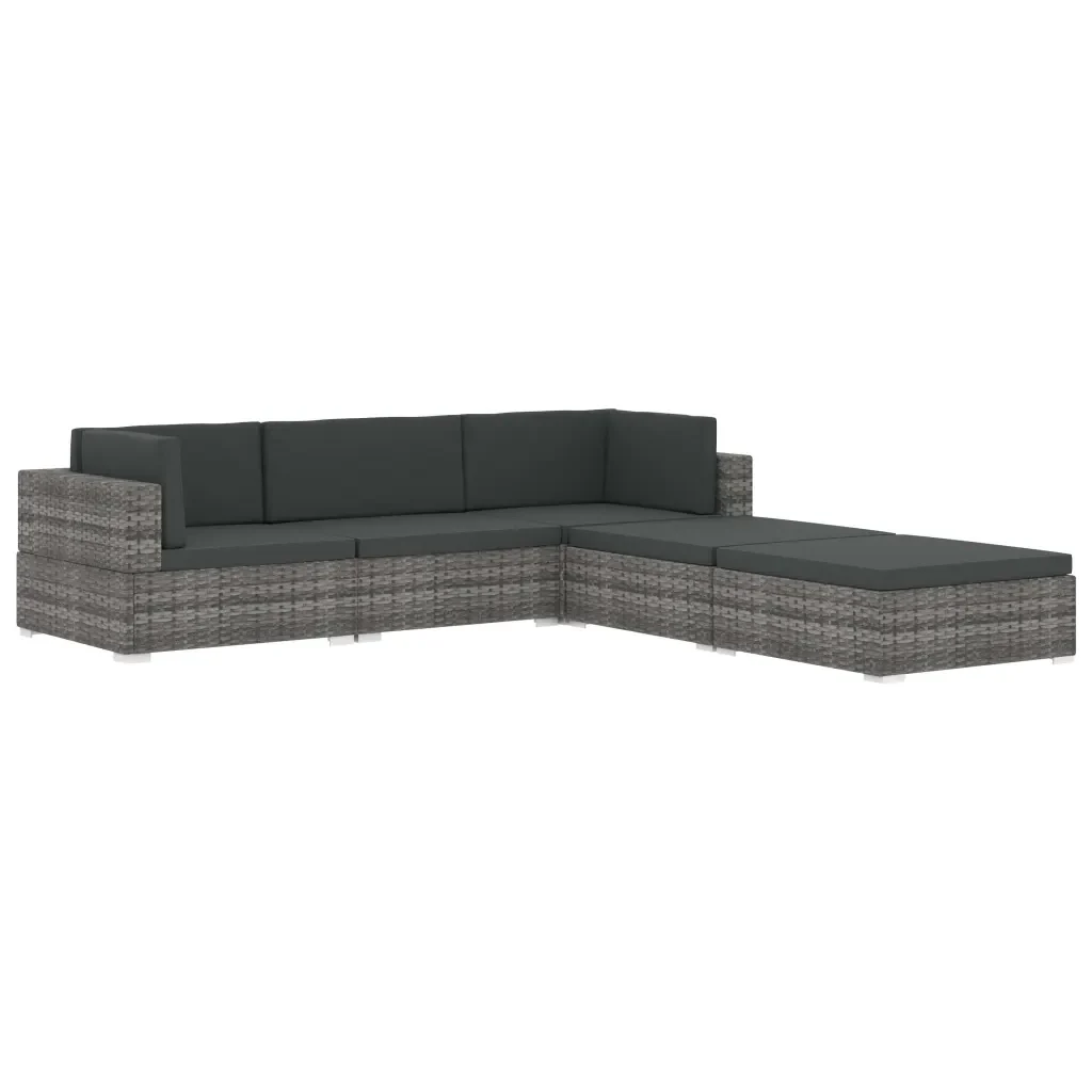 Seduta Centrale Modulare 1 pz con Cuscini in Polyrattan Nero 46796 - Image 9