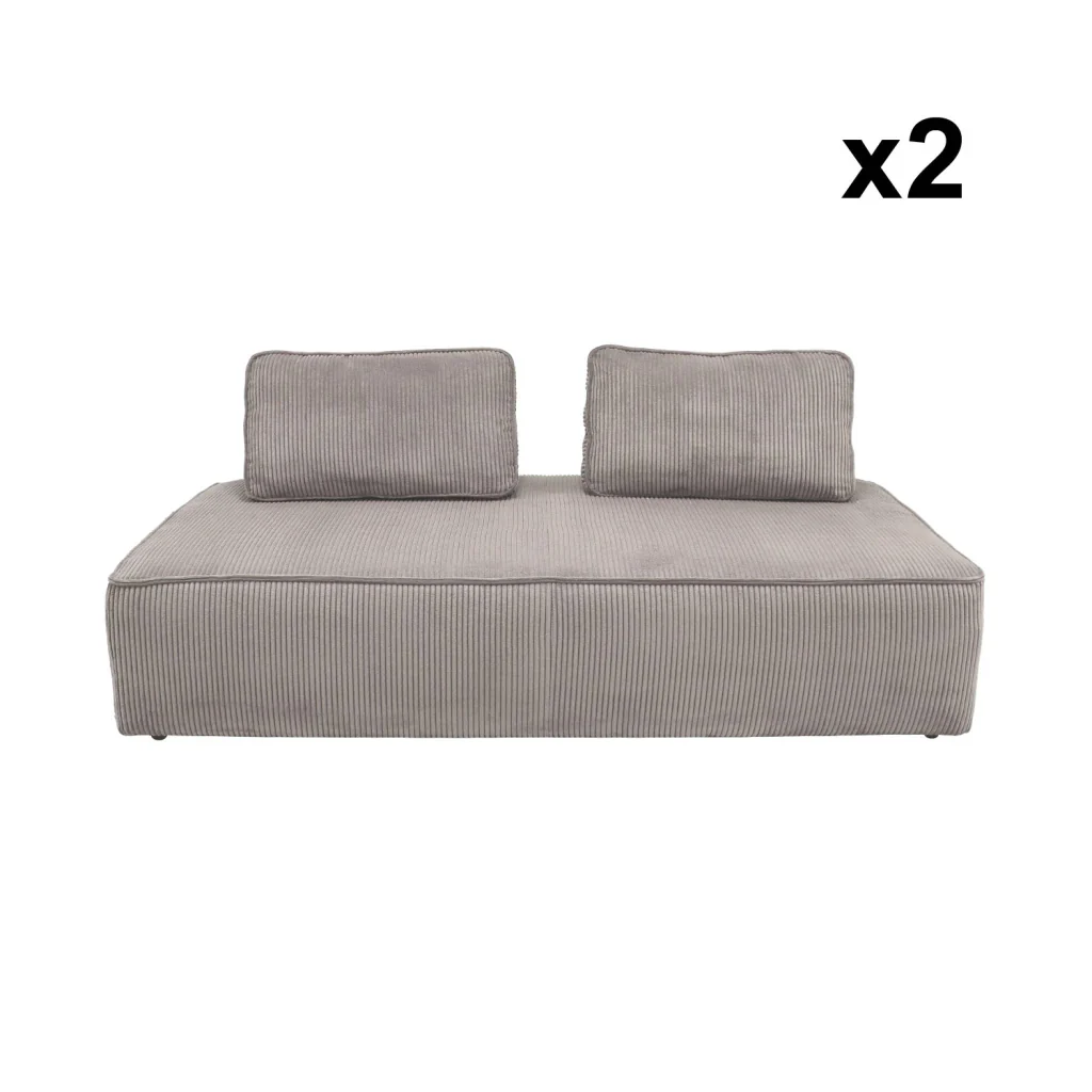 Divano modulare in velluto, 4 posti, grigio chiaro - Image 8