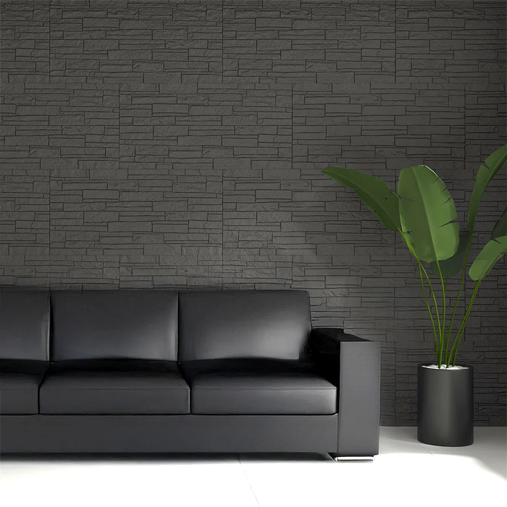 Set 12 Pannelli Decorativi Area 8,6 mq 120x60x2,5 cm Rivestimento Murale Effetto Mattoni in Pietra 3D in PU Grigio - Image 2
