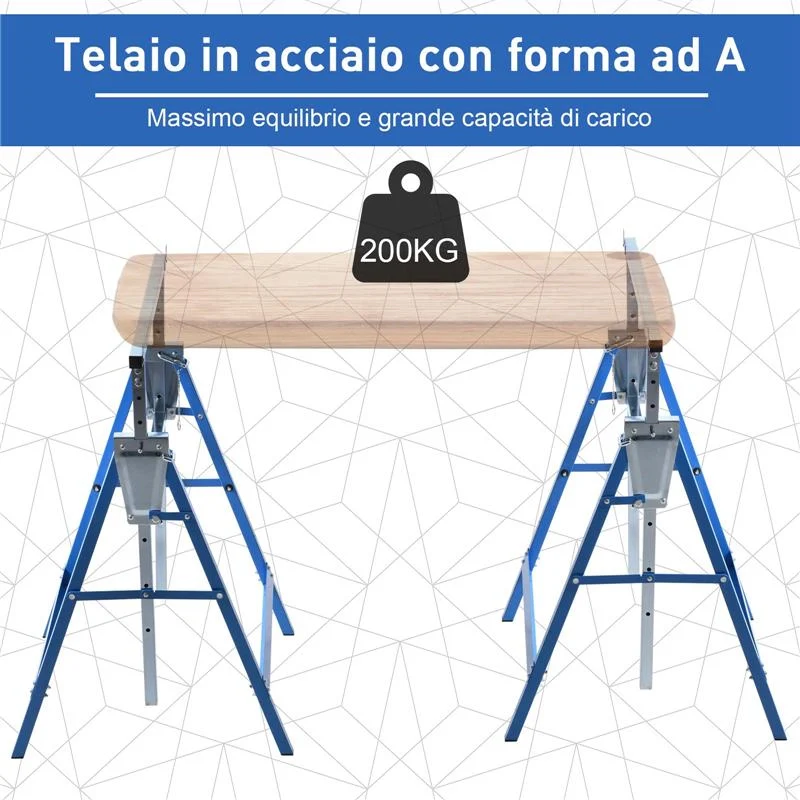 SET 2 CAVALLETTI DA LAVORO PIEGHEVOLI TELESCOPICI IN TUBI D’ACCIAIO 68 X 58 X 80 - Image 5