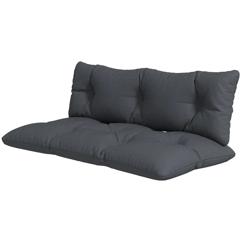 SET 2 CUSCINI DA GIARDINO PER DIVANI E PALLET IN POLIESTERE CON IMBOTTITURA SPESSA GRIGIO CARBONE