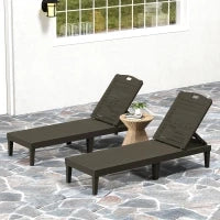 Set 2 Lettini Prendisole con Schienale Regolabile su 4 Posizioni Effetto Rattan a Doghe, Nero - Image 8
