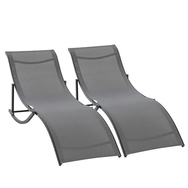 SET 2 SDRAIO DA GIARDINO PIEGHEVOLI 61 X 165 X 63 CM COLORE GRIGIO SCURO - Image 4