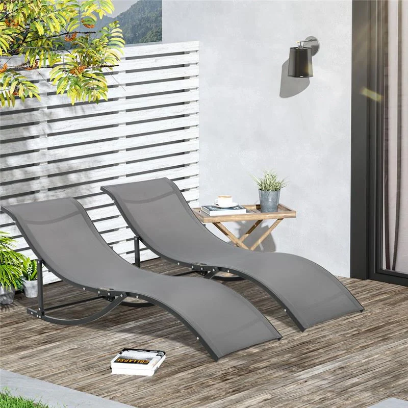 SET 2 SDRAIO DA GIARDINO PIEGHEVOLI 61 X 165 X 63 CM COLORE GRIGIO SCURO - Image 5