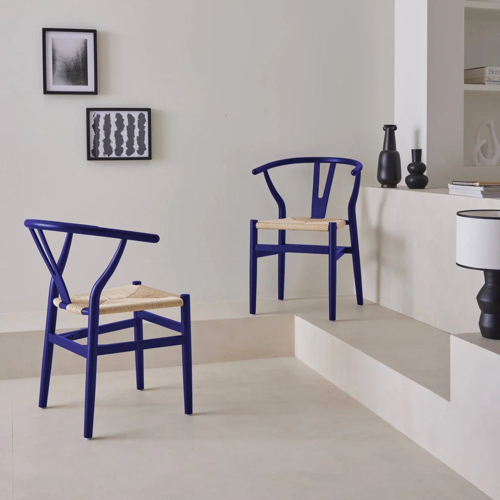 Set 2 sedie in legno con seduta in corda, blu - Image 3