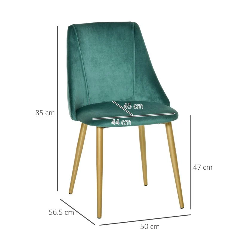 SET 2 SEDIE MODERNE IMBOTTITE CON RIVESTIMENTO EFFETTO VELLUTO VERDE - Image 3