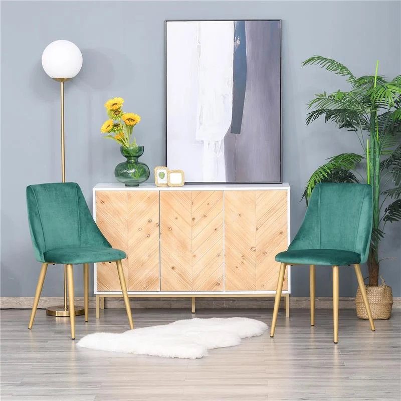 SET 2 SEDIE MODERNE IMBOTTITE CON RIVESTIMENTO EFFETTO VELLUTO VERDE - Image 8