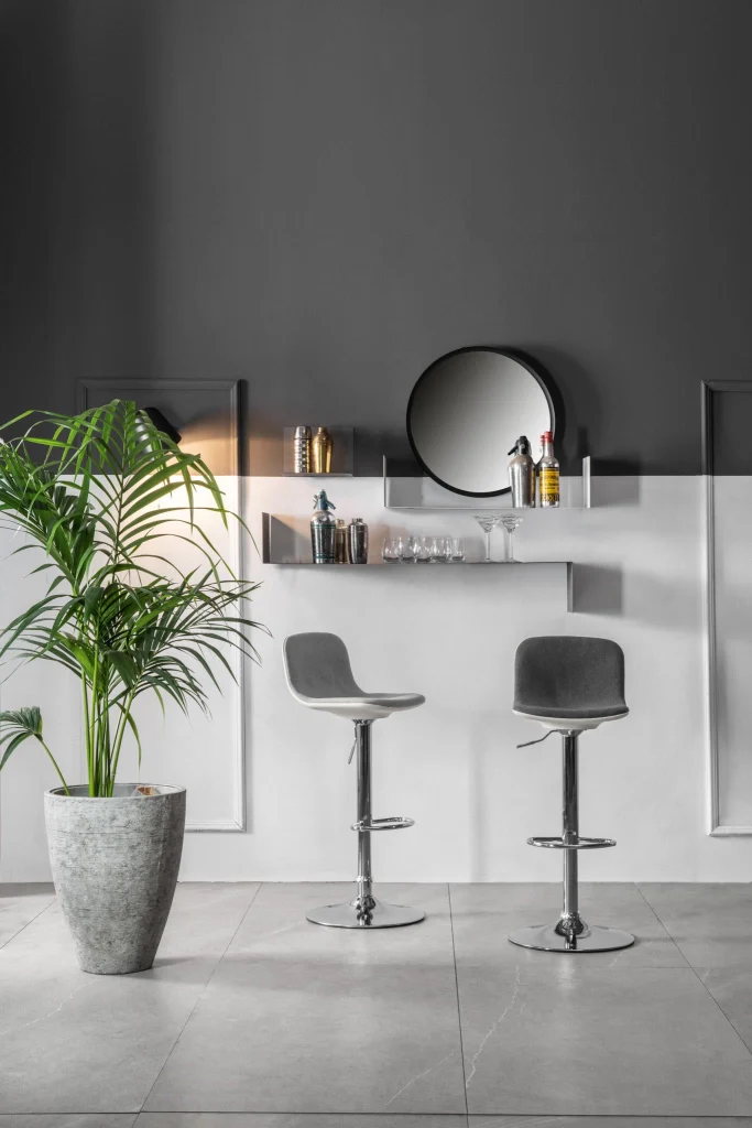 Set 2 Sgabelli 38,5x36xH88/102 cm in Tessuto e Metallo Jimmy Grigio scuro - Image 5