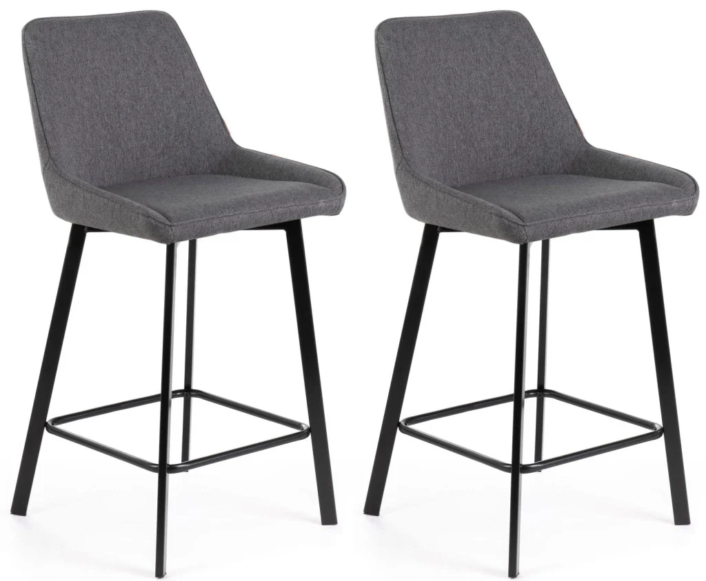 Set 2 Sgabelli 50x44xH94 cm in Tessuto Fox Grigio Scuro