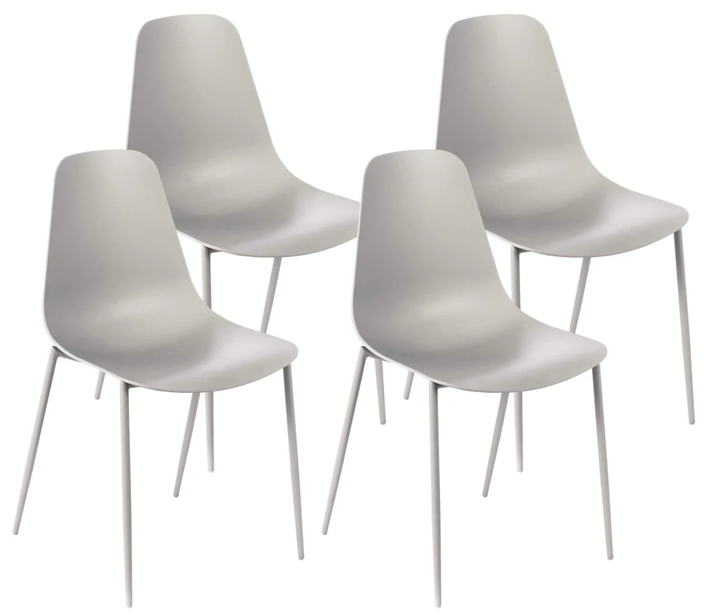 Set 4 Sedie 49x48,5x88 cm in Polipropilene Grigio Chiaro