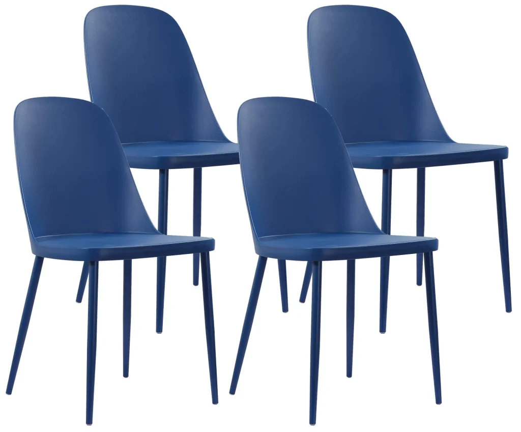 Set 4 Sedie 55x46x80 cm in Polipropilene Blu