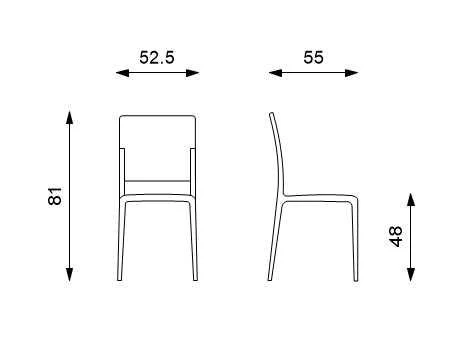 Set 4 Sedie 55x52,5xH81 cm in Polipropilene Venus Visone - Image 4