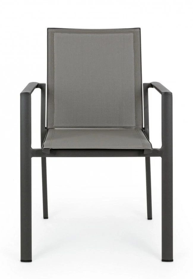 Set 4 Sedie da Giardino 56,2x60x88h cm con Braccioli Konnor Antracite - Image 4