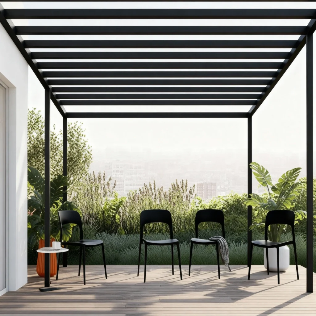 Set 4 Sedie Da Giardino In Polipropilene Impilabili Leggere E Resistenti Ideali Per Esterni Terrazze Giardini Bar Dehors Ristoranti 41 x 82,5 x 52 cm Nero - Image 5